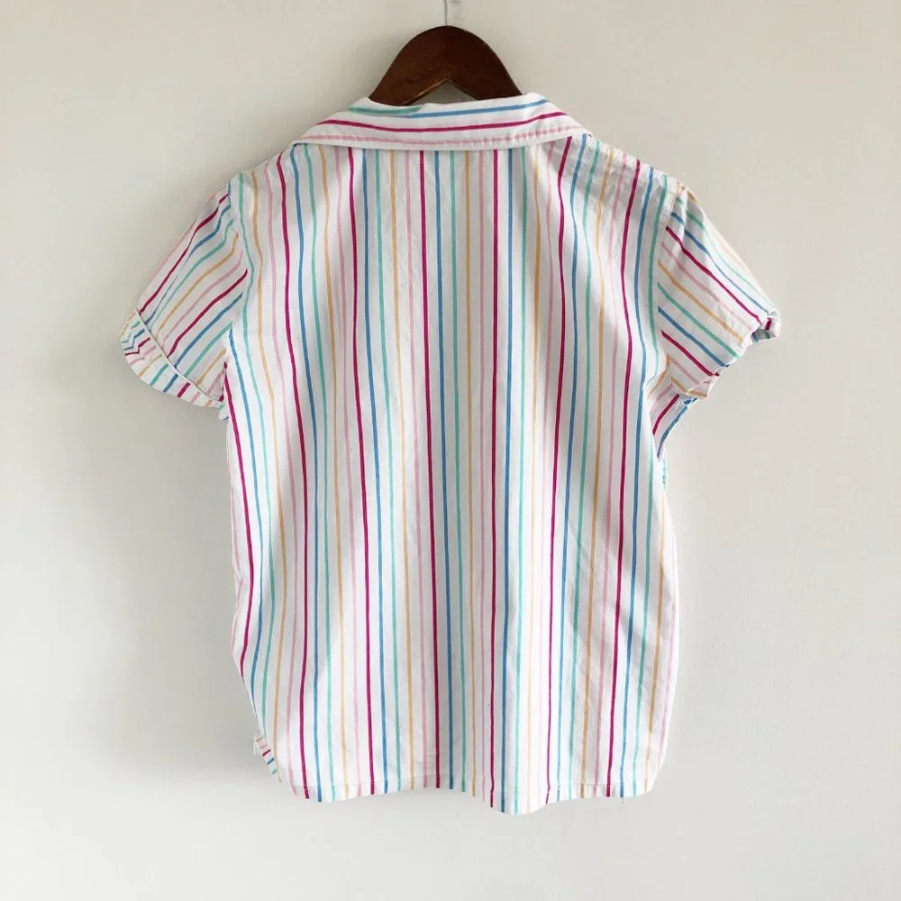 PRIDE 🏳️‍🌈 RAINBOW J. Crew Rainbow Stripe Collar Button-Down Top Cotton Poplin S